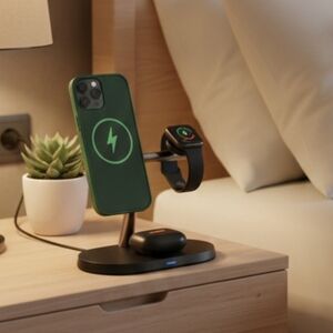 PowerXcel 3-In-1 Magnetic 15W Wireless Fast Charger